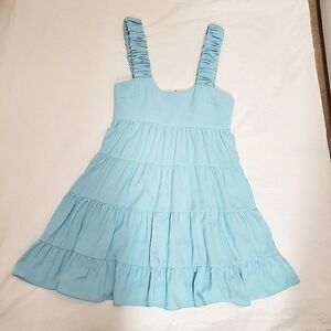Amanda Uprichard Nicolia Baby Blue Mini Dress Strap XS